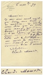 Claude Monet Autograph Letter Signed -- Monet Writes to His Wine Merchant, Amending His Wine Order